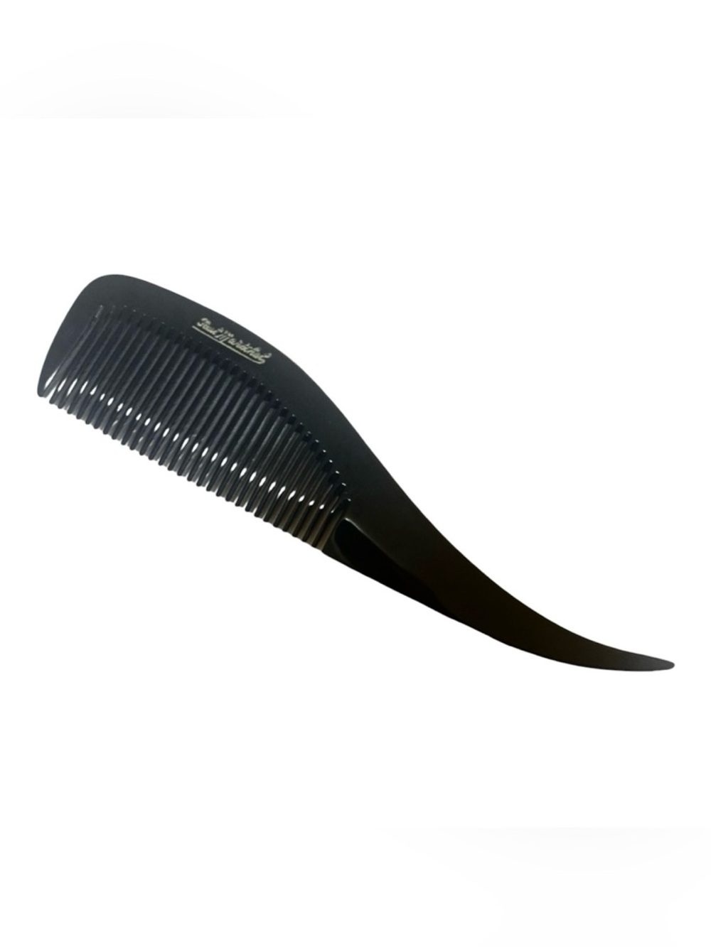 1960’s Vintage Paul Marechal France Jet Black Curved Rat Tail Comb, Deadstock